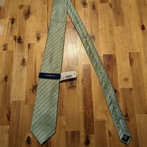 Croft & Barrow Men's Neck Tie Green with White/Blue Dot Check New With Tags
